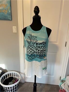 Graphic Pineapple Tank Top - Blue/White